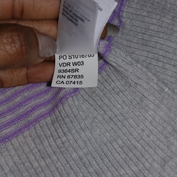 Nautica Women's Grey With Purple Stripes Cardigan - Picture 4 of 8